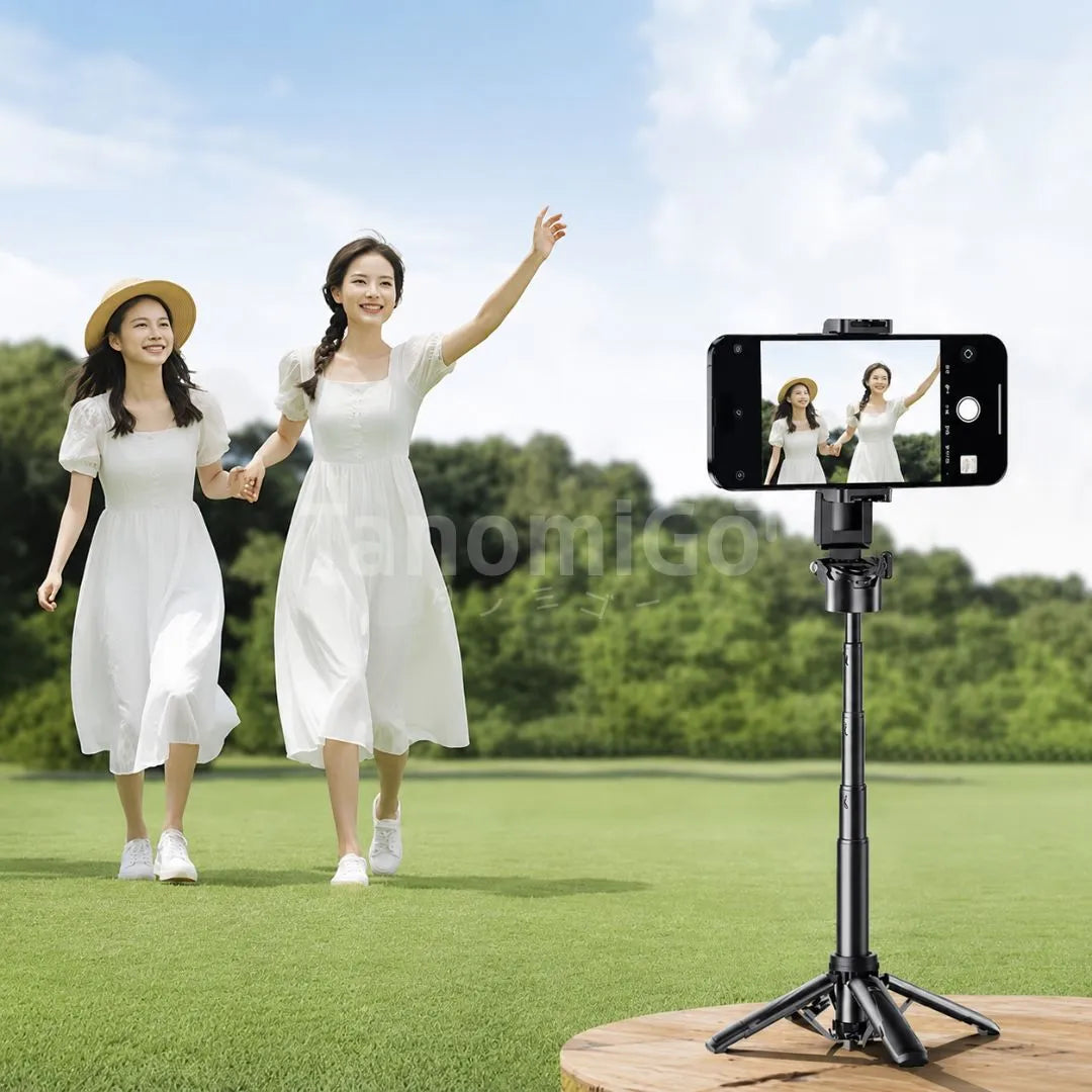 Bluetooth対応 折りたたみ式ミニセルフィースティック｜多機能スマホスタンド